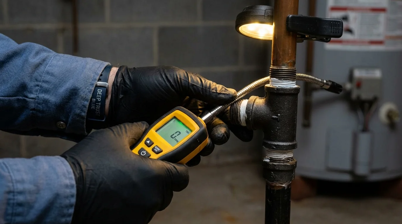 Gas leak detection with electronic sniffer by Johns Plumbing LLC in Beeville